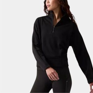 ATHLETA Altitude Polartec Half Zip Sweatshirt size  L Large in Black #427880